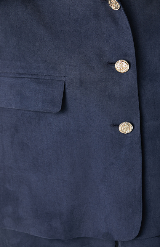 Lacivert Cupro Blazer Ceket