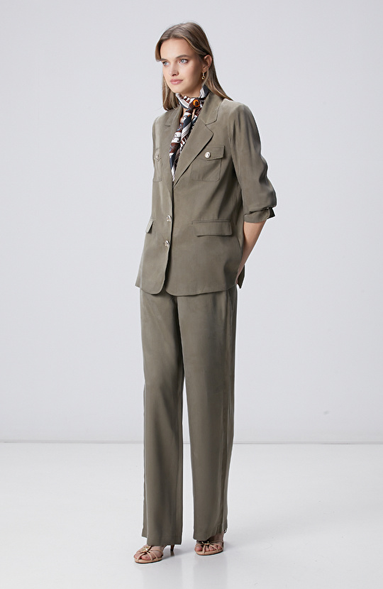 Haki Cupro Blazer Ceket