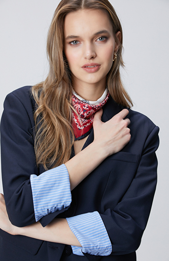 N-Green Lacivert Beli Kuşaklı Ceket