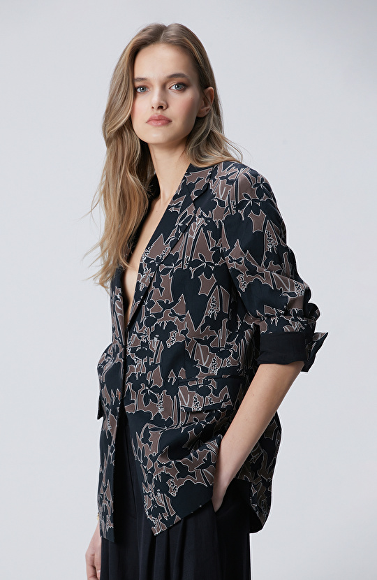 Siyah Kahverengi Desenli Ceket