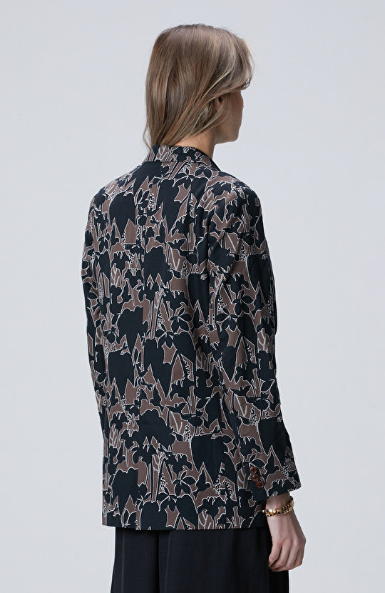 Siyah Kahverengi Desenli Ceket