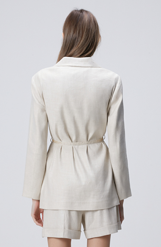Bej Melanj Keten Mix Ceket
