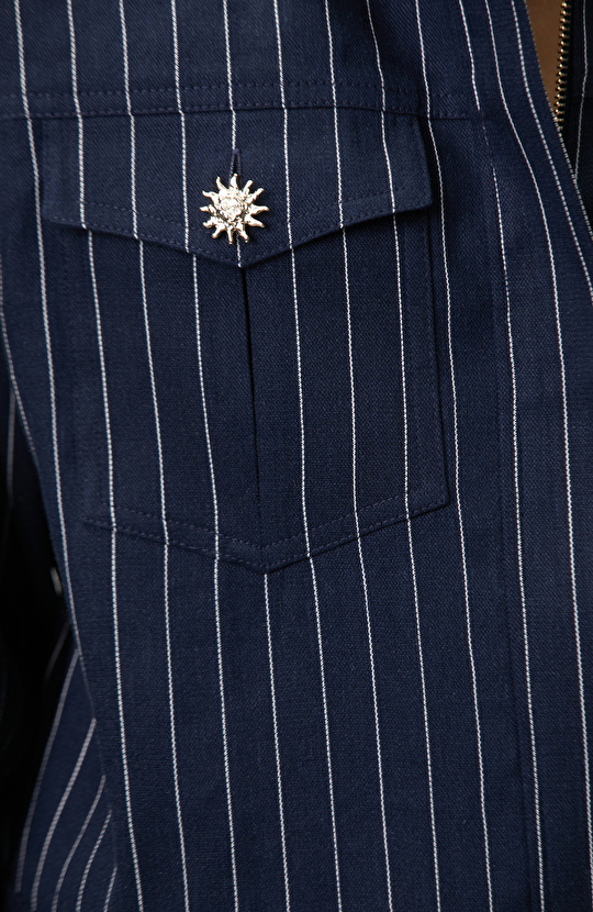 Navy Blue White Striped Jacket