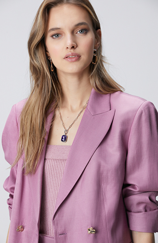 Menekşe Keten Karışımlı Ceket