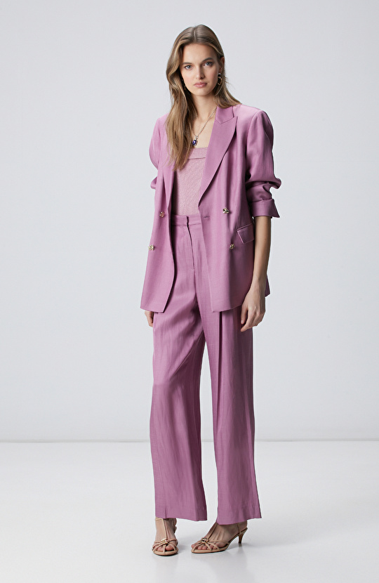 Menekşe Keten Karışımlı Ceket