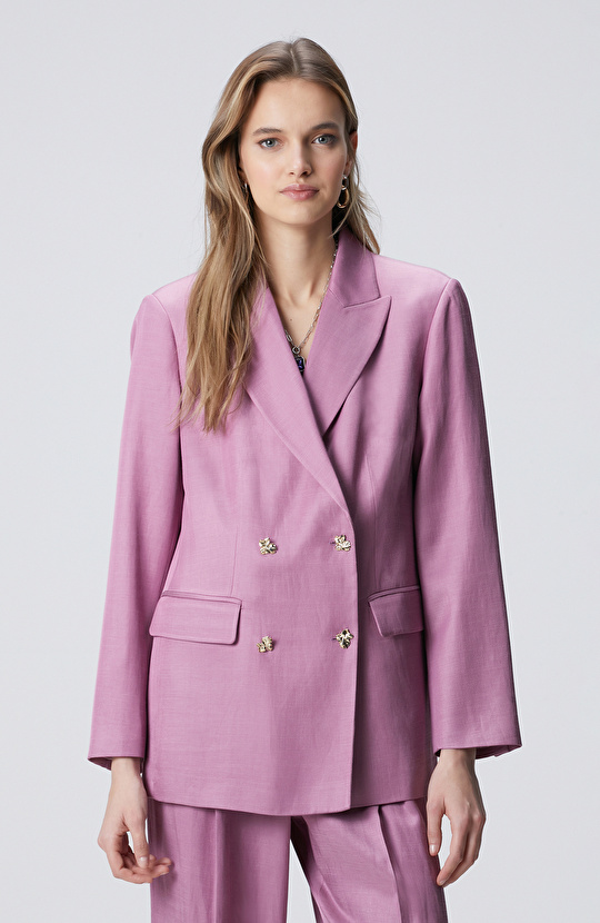 Menekşe Keten Karışımlı Ceket