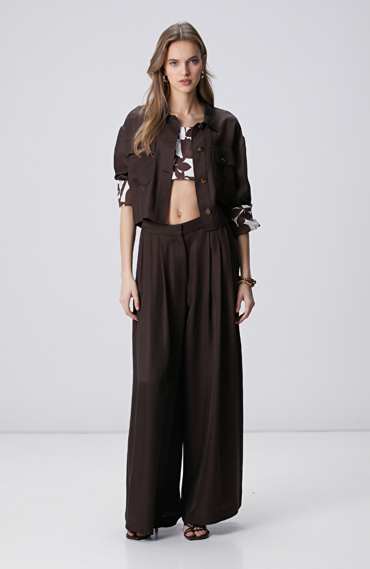 Kahverengi Keten Karışımlı Ceket