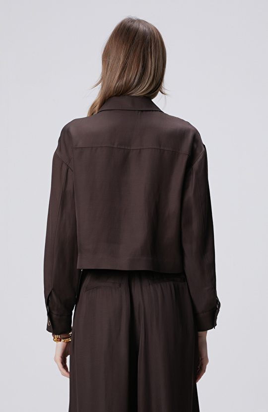 Kahverengi Keten Karışımlı Ceket