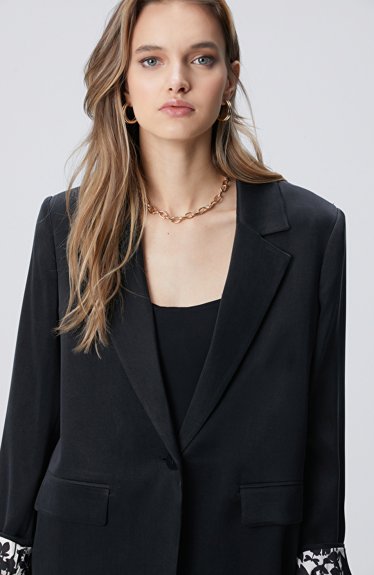 Siyah Cupro Blazer Ceket