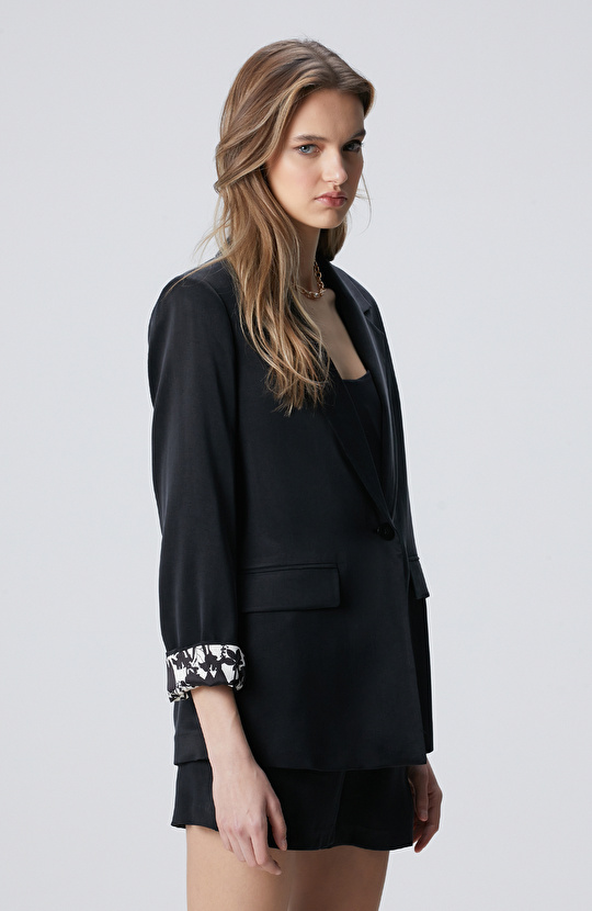 Siyah Cupro Blazer Ceket