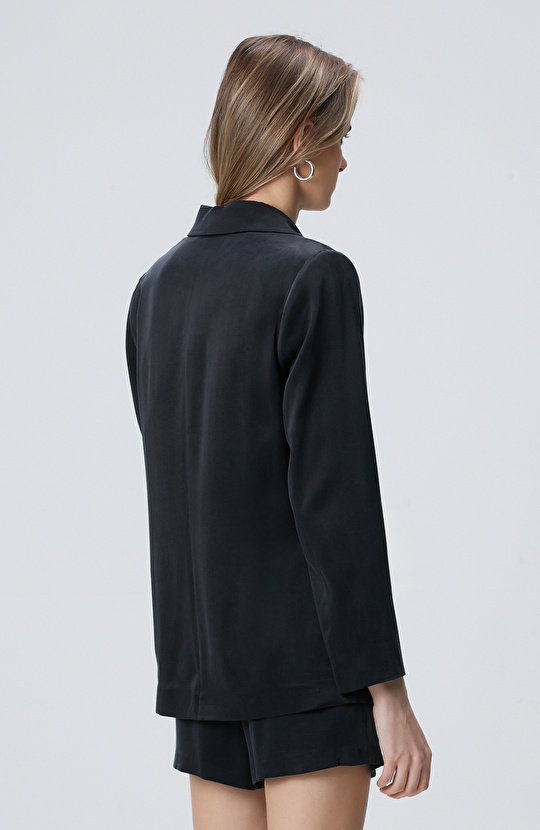 Siyah Cupro Blazer Ceket