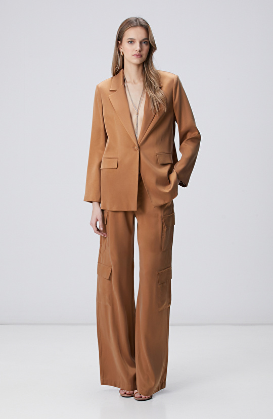 Camel Cupro Blazer Ceket