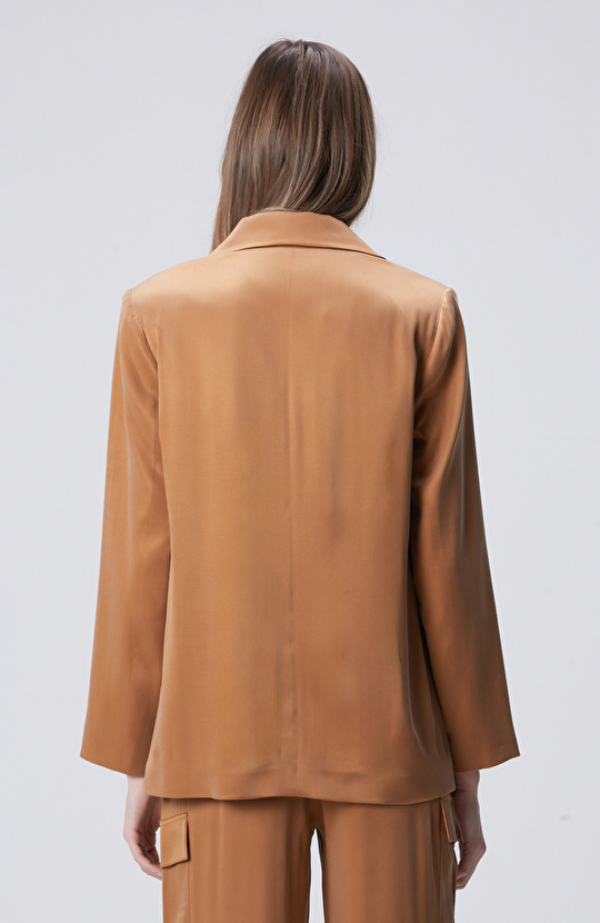 Camel Cupro Blazer Ceket