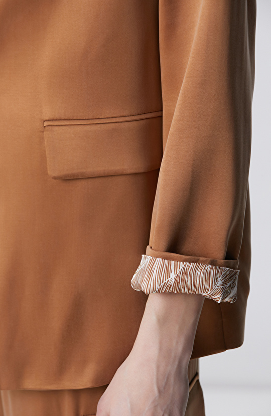 Camel Cupro Blazer Ceket