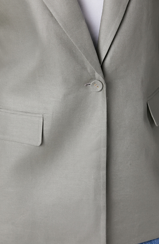 Açık Haki Kruvaze Kapama Keten Ceket