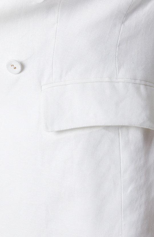 Kırık Beyaz Kruvaze Keten Ceket