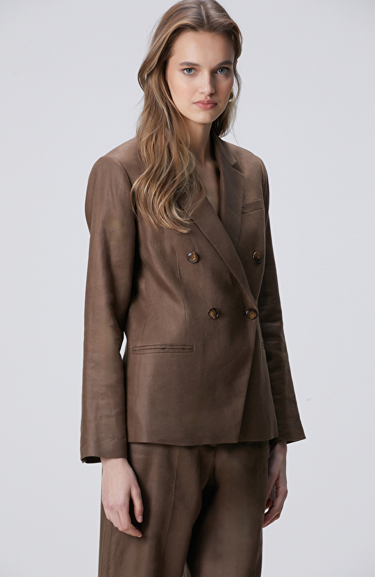 Vizon Kruvaze Kapama Keten Ceket