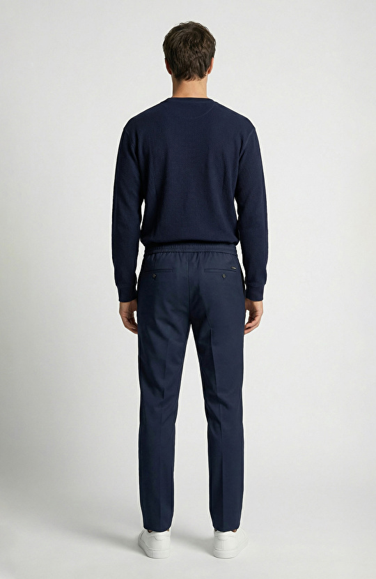 Lacivert Diyagonal Desenli Eşofman Altı