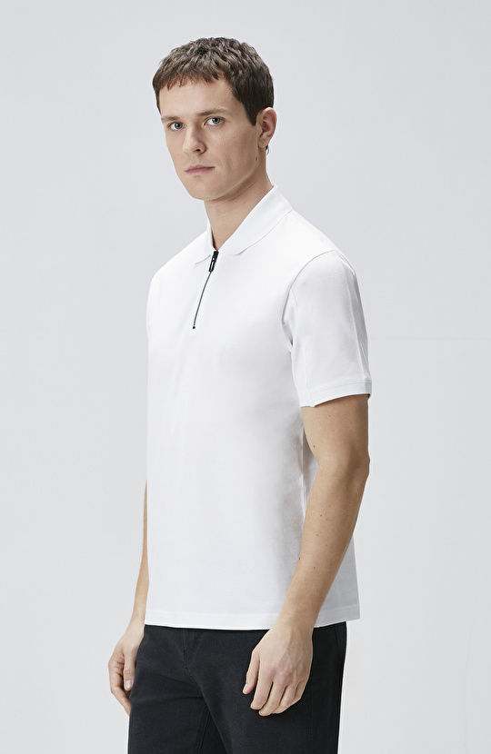 Siyah Polo Yaka Enjeksiyon Baskılı T-shirt