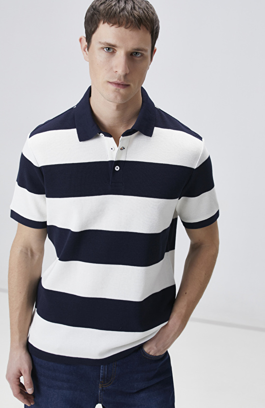Navy Blue-White T-shirt