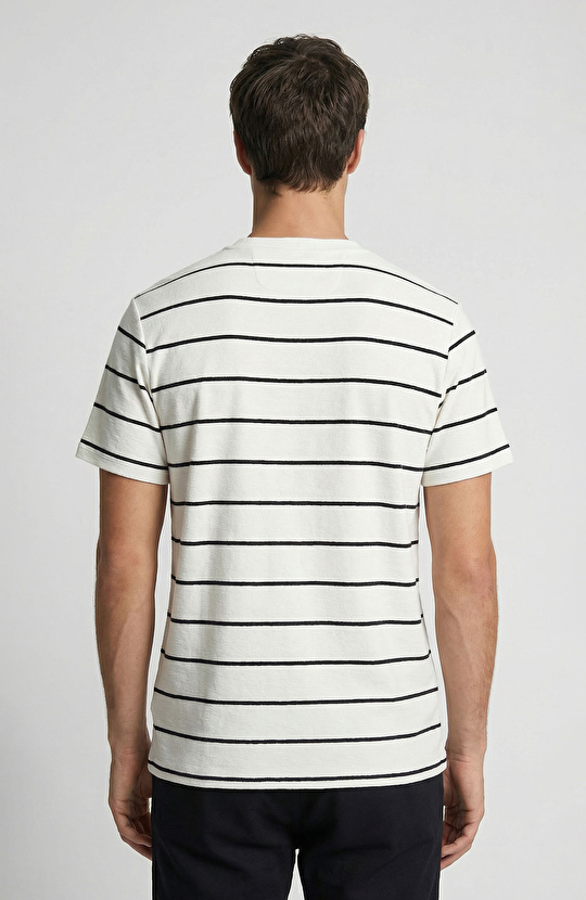 Beyaz Siyah Çizgili T-shirt