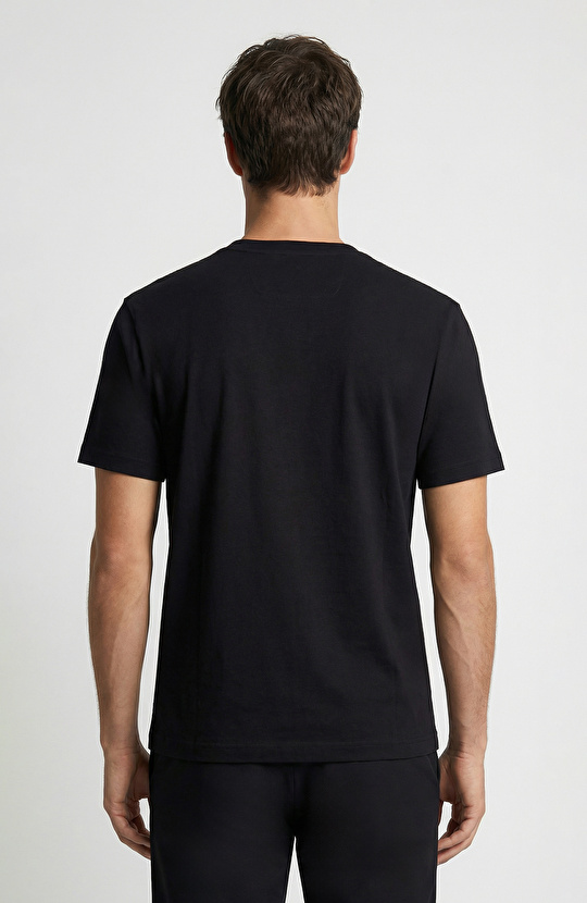 Siyah Mermer Enjeksiyon Baskılı T-shirt