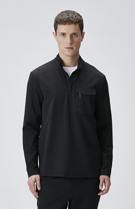 N-Tech Siyah Göğüs Cep Detaylı Sweatshirt