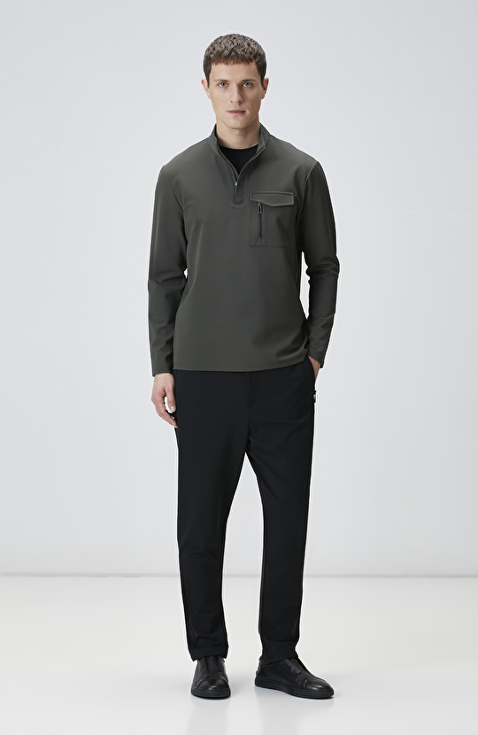 N-Tech Haki Göğüs Cep Detaylı Sweatshirt