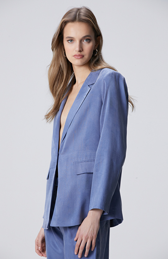 Blue Cupro Blazer Jacket