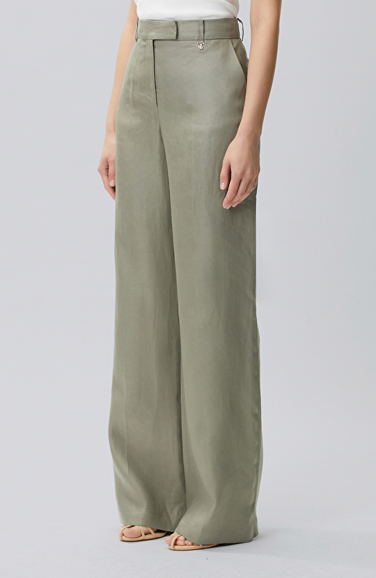 Açık Haki Keten Pantolon