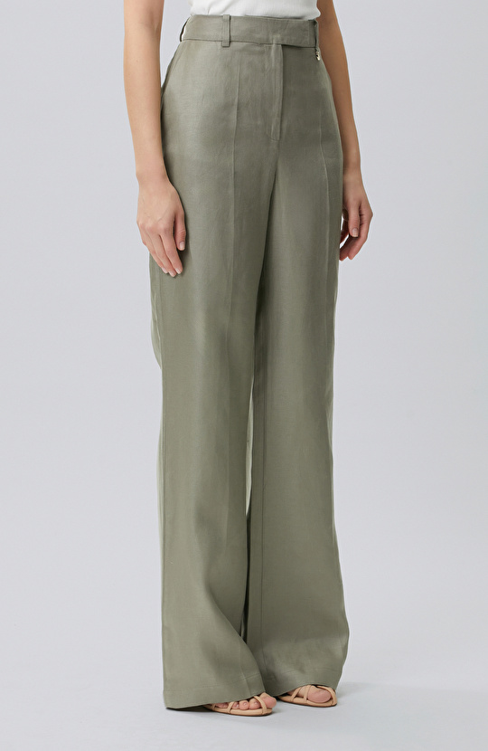 Açık Haki Keten Pantolon