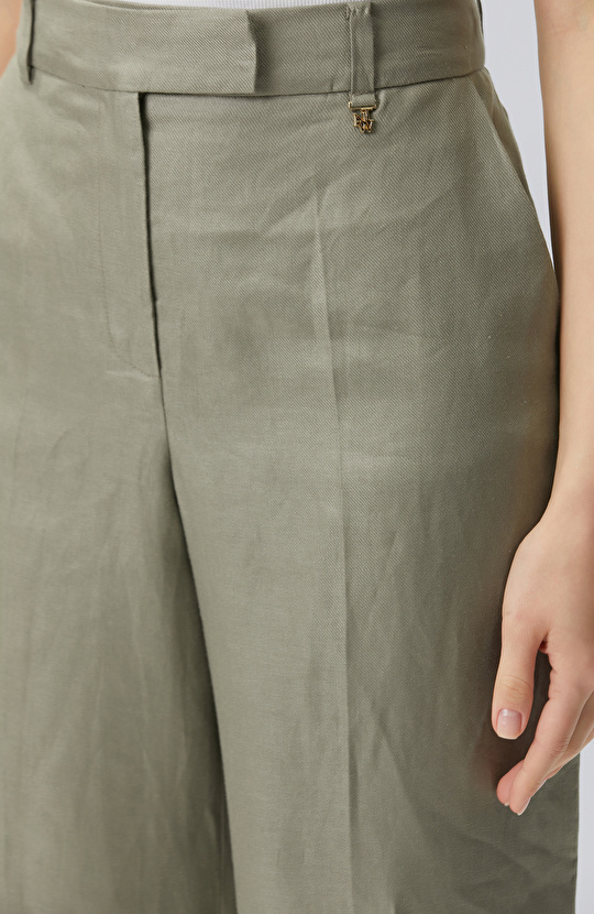 Açık Haki Keten Pantolon