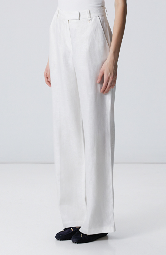 Kırık Beyaz Keten Pantolon