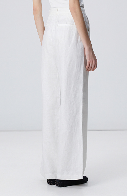 Kırık Beyaz Keten Pantolon