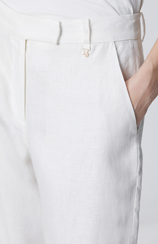 Kırık Beyaz Keten Pantolon