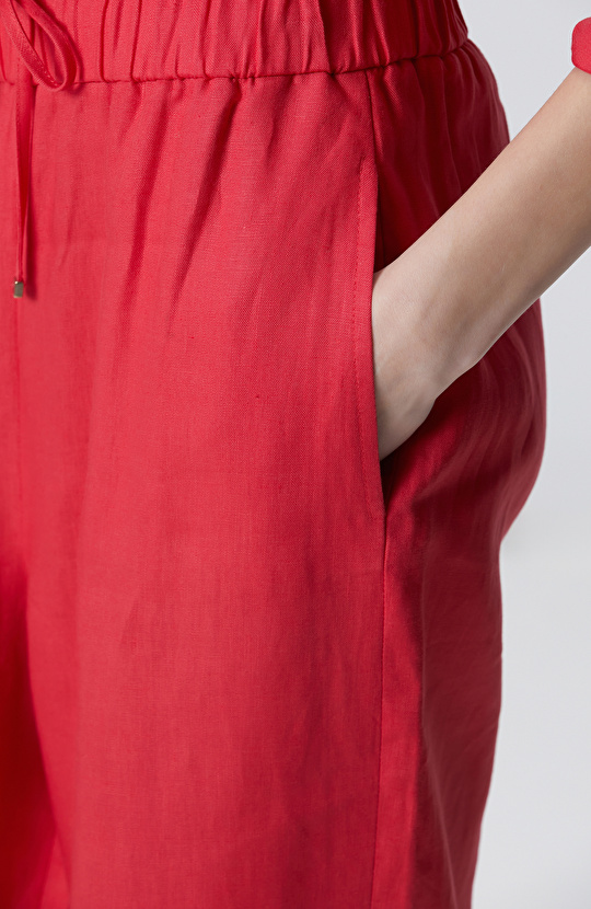 Nar Çiçeği Keten Karışımlı Pantolon