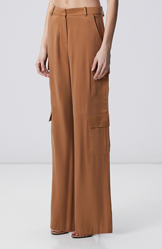 Camel Kargo Cepli Cupro Pantolon