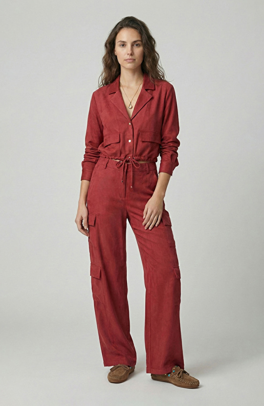 Vişne Cupro Pantolon