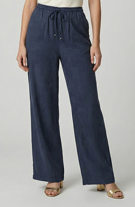 Lacivert Cupro Pantolon