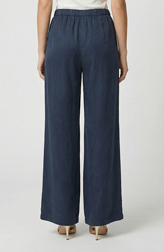 Lacivert Cupro Pantolon