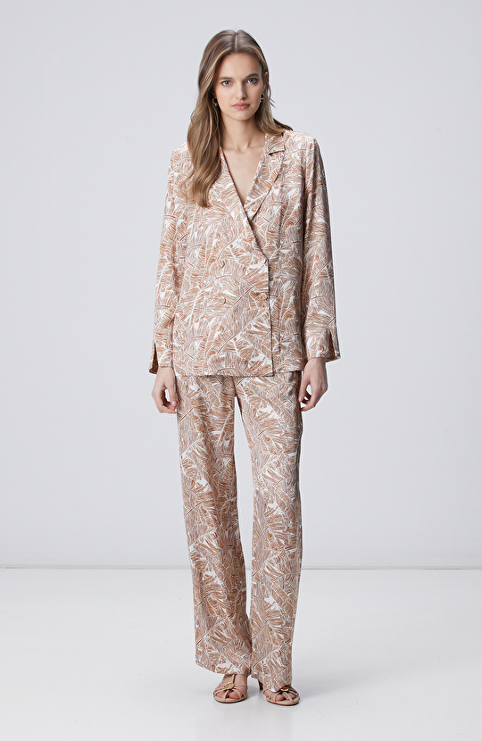 Tarçın Yaprak Desenli Pantolon