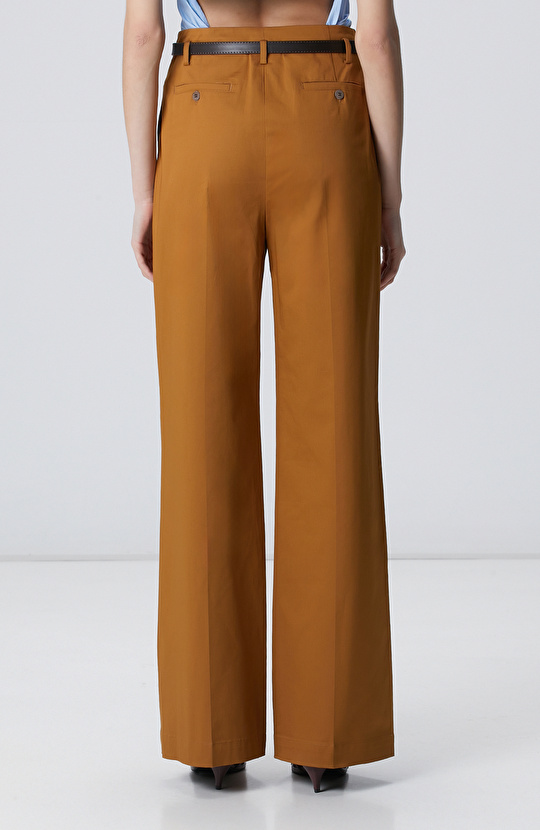 Camel Kemer Detaylı Dokuma Pantolon