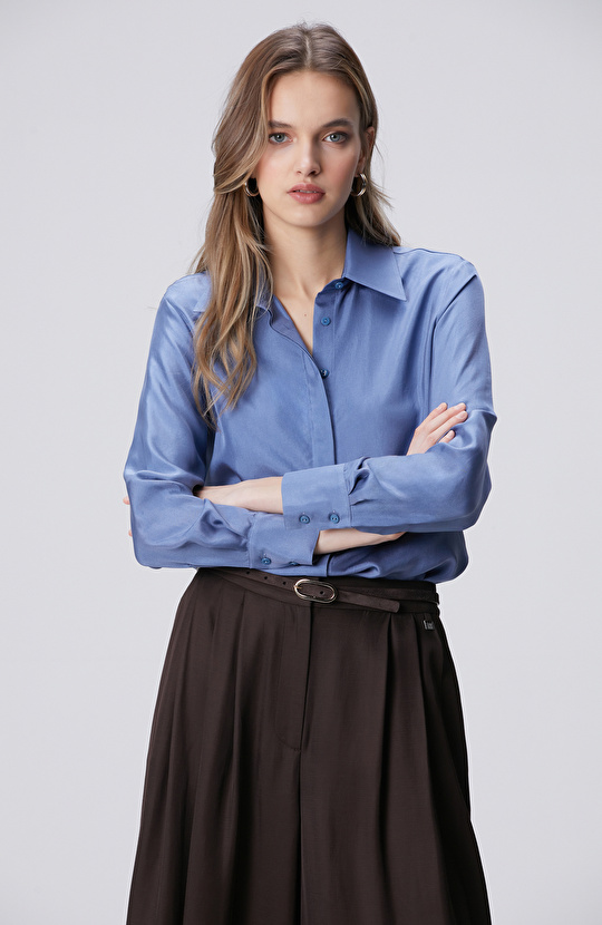 Limited Mavi İpek Gömlek