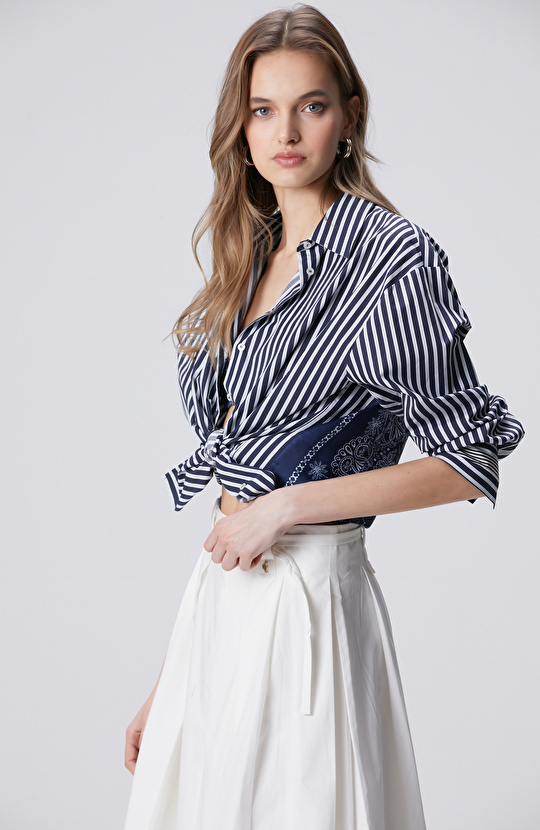 Lacivert Ekru Gömlek