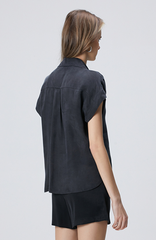 Siyah Cupro Gömlek