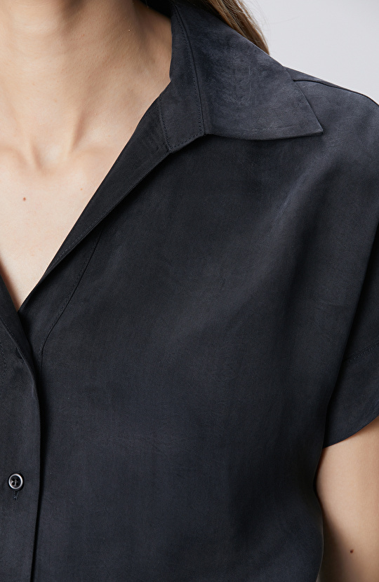 Siyah Cupro Gömlek