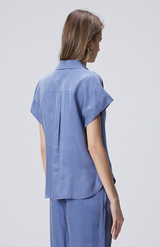 Mavi Cupro Gömlek