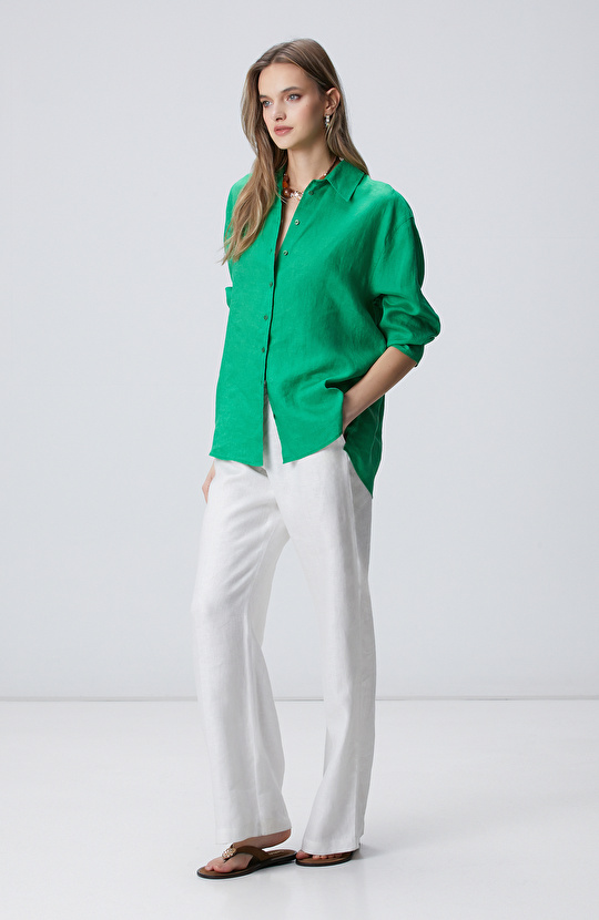 Yeşil Keten Gömlek