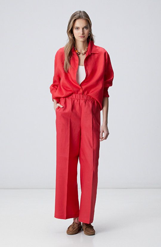 Nar Çiçeği Keten Gömlek