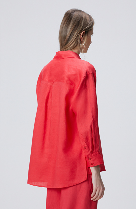 Nar Çiçeği Keten Gömlek